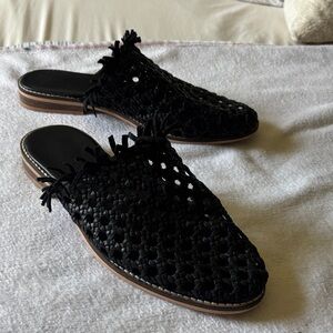 Free People Black Woven Mules